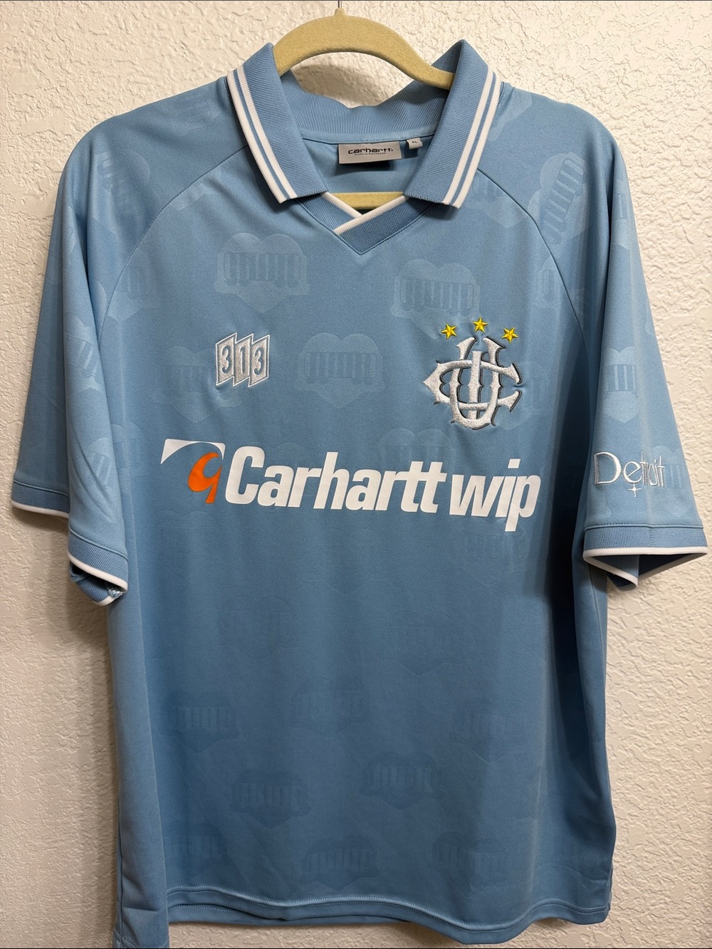 Carhartt WIP Sky Blue Soccer-Style Jersey with White Accents